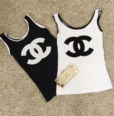 black chanel tank top|chanel shirt clearance.